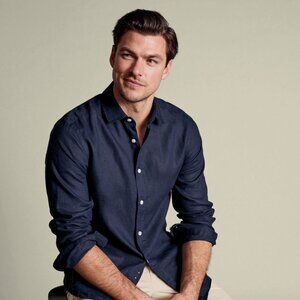Charles Tyrwhitt Pure Linen Shirt - Navy
